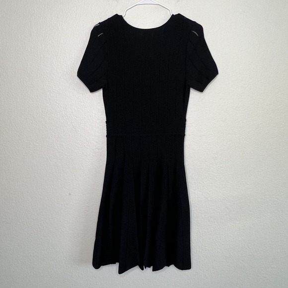Anthropologie Shoshanna Black Pleated Cocktail Fit Flare Career Dress Medium Y22 - Picture 8 of 10
